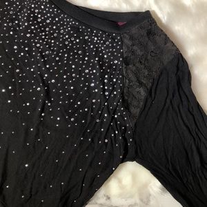 Grey Lace and Rhinestone shirt